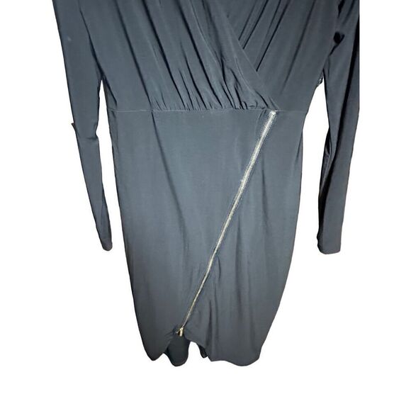 Ashley Graham Beyond Long Sleeve Black Asymmetrical Zip Slimming Dress Sz 10 - Picture 5 of 8